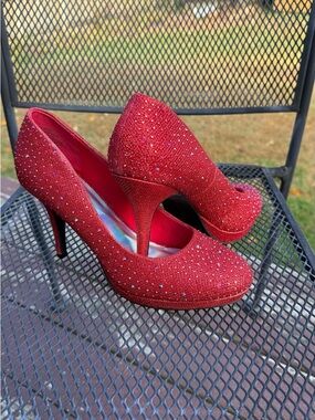Red Rhinestone Glitter High Heels Pumps Size [9.5]